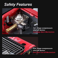 Portable Gas Stove Burner Butane BBQ Camping Gas Cooker With Non Stick Plate Red with Fish Pan and Lid Home & Garden Kings Warehouse 