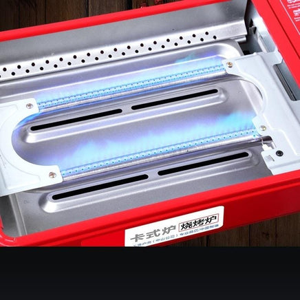 Portable Gas Stove Burner Butane BBQ Camping Gas Cooker With Non Stick Plate Red with Fish Pan and Lid Home & Garden Kings Warehouse 