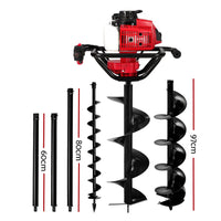 Post Hole Digger 92CC Petrol Motor Drill Extension Auger Bits Kits Tools Kings Warehouse 