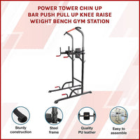 Power Tower Chin Up Bar Push Pull Up Knee Raise Weight Bench Gym Station Sports & Fitness Kings Warehouse 