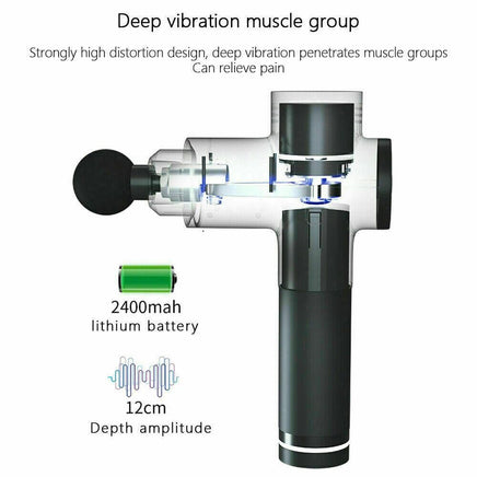 POWERFUL 6 Heads LCD Massage Gun Percussion Vibration Muscle Therapy Deep Tissue Carbon Friber Health & Beauty Kings Warehouse 