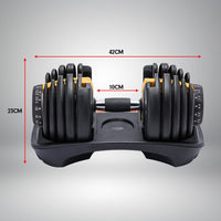 Powertrain 1x 24KG Adjustable Home Gym Dumbbell - Gold Kings Warehouse 