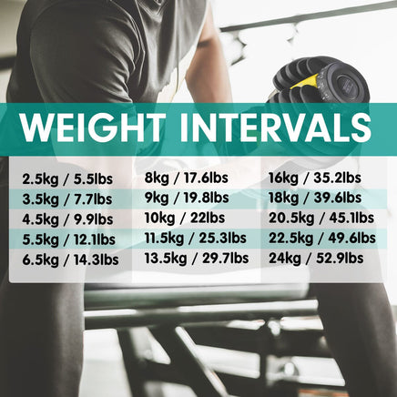 Powertrain 24KG Adjustable Home Gym Dumbbell - Gold Sports & Fitness Kings Warehouse 