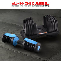 Powertrain 2x 24kg Adjustable Dumbbell Home Gym Set Sports & Fitness Kings Warehouse 