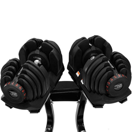 Powertrain 2x 40kg Powertrain Adjustable Dumbbells with Stand Sports & Fitness Kings Warehouse 