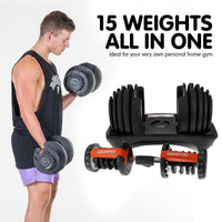 Powertrain 48k Adjustable Dumbbell Home Gym Set Sports & Fitness Kings Warehouse 