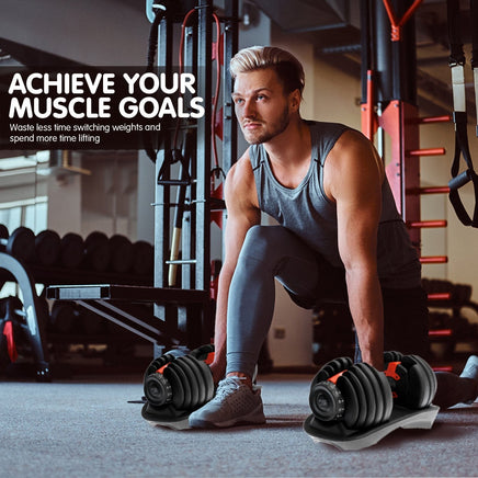 Powertrain 48k Adjustable Dumbbell Home Gym Set Sports & Fitness Kings Warehouse 