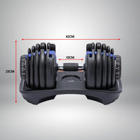 Powertrain 48KG Adjustable Dumbbell Set With Stand Blue Kings Warehouse 