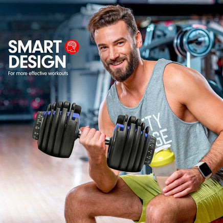 Powertrain 48KG Adjustable Dumbbell Set With Stand Blue Sports & Fitness Kings Warehouse 