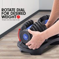 Powertrain 48KG Adjustable Dumbbell Set With Stand Blue Sports & Fitness Kings Warehouse 