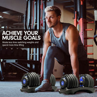 Powertrain 48KG Adjustable Dumbbell Set With Stand Blue Sports & Fitness Kings Warehouse 