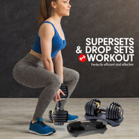 Powertrain 48KG Adjustable Dumbbell Set With Stand - Gold Kings Warehouse 