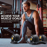 Powertrain 48KG Adjustable Dumbbell Set With Stand - Gold Kings Warehouse 