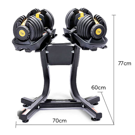 Powertrain 48KG Adjustable Dumbbell Set With Stand - Gold Sports & Fitness Kings Warehouse 