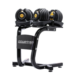 Powertrain 48KG Adjustable Dumbbell Set With Stand - Gold Sports & Fitness Kings Warehouse 