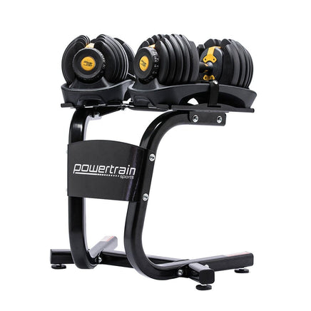 Powertrain 48KG Adjustable Dumbbell Set With Stand - Gold Sports & Fitness Kings Warehouse 