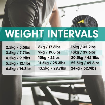 Powertrain 48KG Adjustable Dumbbell Set With Stand - Gold Sports & Fitness Kings Warehouse 