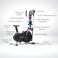 Powertrain 5-in-1 Elliptical Cross Trainer Bike with Dumbbell Sets Kings Warehouse 