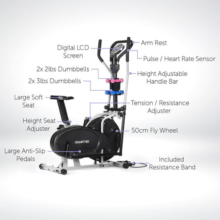 Powertrain 5-in-1 Elliptical Cross Trainer Bike with Dumbbell Sets Kings Warehouse 