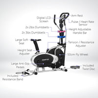 Powertrain 6-in-1 Elliptical Cross Trainer Bike with Weights and Twist Disc Kings Warehouse 