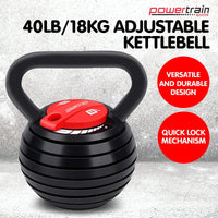 Powertrain Adjustable Kettle Bell Weights Dumbbell 18kg Kings Warehouse 