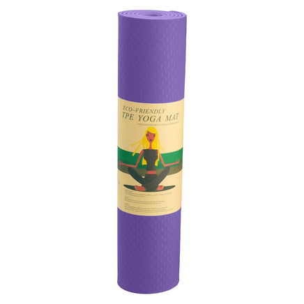 Powertrain Eco-friendly Dual Layer 6mm Yoga Mat | Dark Lavender | Non-slip Surface And Carry Strap For Ultimate Comfort And Portability Kings Warehouse 