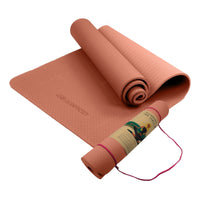 Powertrain Eco-friendly Dual Layer 6mm Yoga Mat | Peach | Non-slip Surface And Carry Strap For Ultimate Comfort And Portability