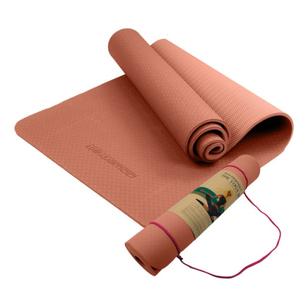 Powertrain Eco-friendly Dual Layer 6mm Yoga Mat | Peach | Non-slip Surface And Carry Strap For Ultimate Comfort And Portability Kings Warehouse 