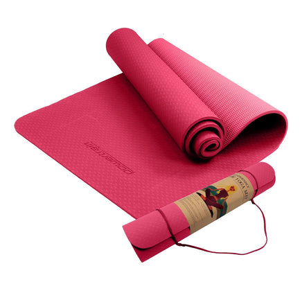 Powertrain Eco-friendly Dual Layer 6mm Yoga Mat | Pink | Non-slip Surface And Carry Strap For Ultimate Comfort And Portability Kings Warehouse 