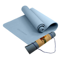Powertrain Eco-friendly Dual Layer 6mm Yoga Mat | Sky Blue | Non-slip Surface And Carry Strap For Ultimate Comfort And Portability Kings Warehouse 