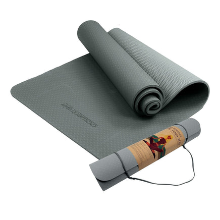 Powertrain Eco-friendly Dual Layer 6mm Yoga Mat | Slate Grey | Non-slip Surface And Carry Strap For Ultimate Comfort And Portability Kings Warehouse 