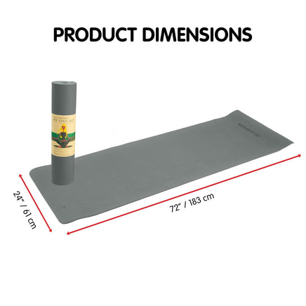 Powertrain Eco-friendly Dual Layer 6mm Yoga Mat | Slate Grey | Non-slip Surface And Carry Strap For Ultimate Comfort And Portability Kings Warehouse 