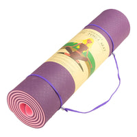 Powertrain Eco-Friendly Dual Layer 8mm Yoga Mat | Purple | Non-Slip Surface and Carry Strap for Ultimate Comfort and Portability Kings Warehouse 