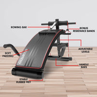 Powertrain Incline Sit-Up Bench with Resistance Bands and Rowing Bar Kings Warehouse 