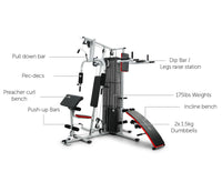 Powertrain Sports Multistation Powertrain Home Gym With Weights And Bench-175lbs Kings Warehouse 