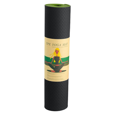 Powertrain TPE Yoga Exercise Mat Home Gym Pilates Fitness 8mm Thick in Black/Green Sports & Fitness Kings Warehouse 
