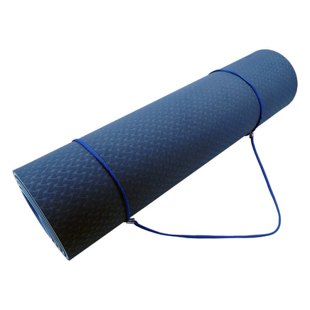 Powertrain TPE Yoga Exercise Mat Home Gym Pilates Fitness 8mm Thick in Dark Blue Sports & Fitness Kings Warehouse 