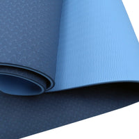 Powertrain TPE Yoga Exercise Mat Home Gym Pilates Fitness 8mm Thick in Dark Blue Sports & Fitness Kings Warehouse 
