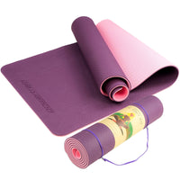 Powertrain TPE Yoga Exercise Mat Home Gym Pilates Fitness 8mm Thick in Dark Purple Sports & Fitness Kings Warehouse 