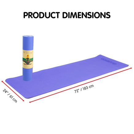 Powertrain TPE Yoga Exercise Mat Home Gym Pilates Fitness 8mm Thick in Light Purple Sports & Fitness Kings Warehouse 