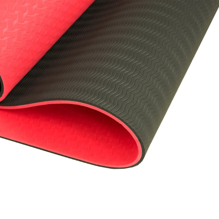 Powertrain TPE Yoga Exercise Mat Home Gym Pilates Fitness 8mm Thick in Red Sports & Fitness Kings Warehouse 