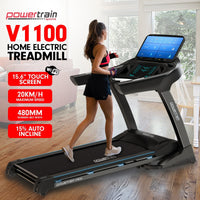 Powertrain V1100 Treadmill with Wifi Touch Screen & Incline Sports & Fitness Kings Warehouse 