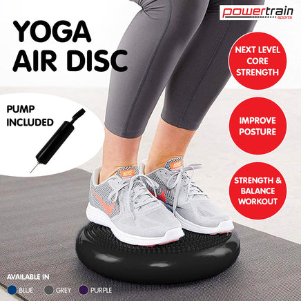 Powertrain Yoga Stability Disc Home Gym Pilates Balance Trainer Black Kings Warehouse 