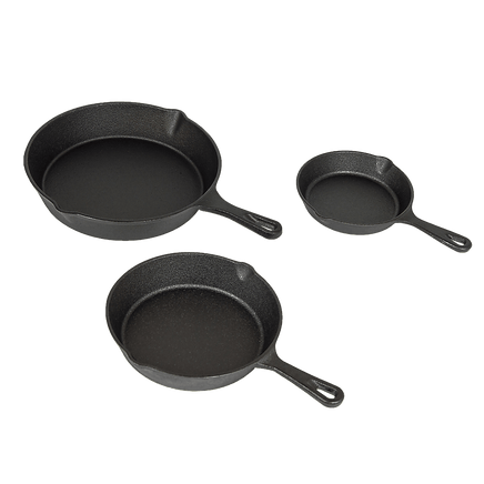 Pre Seasoned Cast Iron Skillet Fry Pan Set 3 Pcs Frying Pan Set Home & Garden Kings Warehouse 