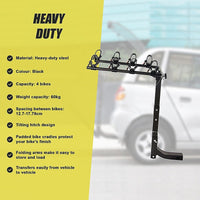 Premium 4-Bike Carrier Rack Hitch Mount Swing Down Bicycle Rack W/ 2" Receiver Outdoor Recreation Kings Warehouse 