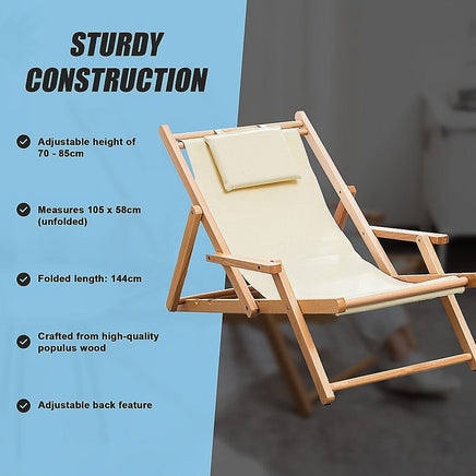 Premium Foldable Outdoor Sling Chair Patio Lounge Furniture Kings Warehouse 