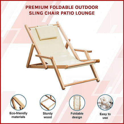 Premium Foldable Outdoor Sling Chair Patio Lounge Furniture Kings Warehouse 
