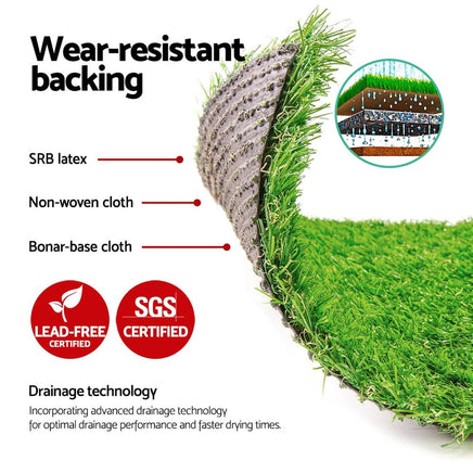 Prime Turf Artificial Grass 20mm 1mx10m Synthetic Fake Lawn Turf Plastic Plant 4-coloured Home & Garden Kings Warehouse 