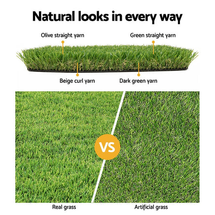 Prime Turf Artificial Grass 60SQM 30mm Synthetic Fake Lawn Turf Plastic Plant 4-coloured 2mx5m Home & Garden Kings Warehouse 