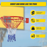 Pro Size Wall Mounted Basketball Hoop Ring Goal Net Rim Dunk Shooting Outdoor Sports & Fitness Kings Warehouse 